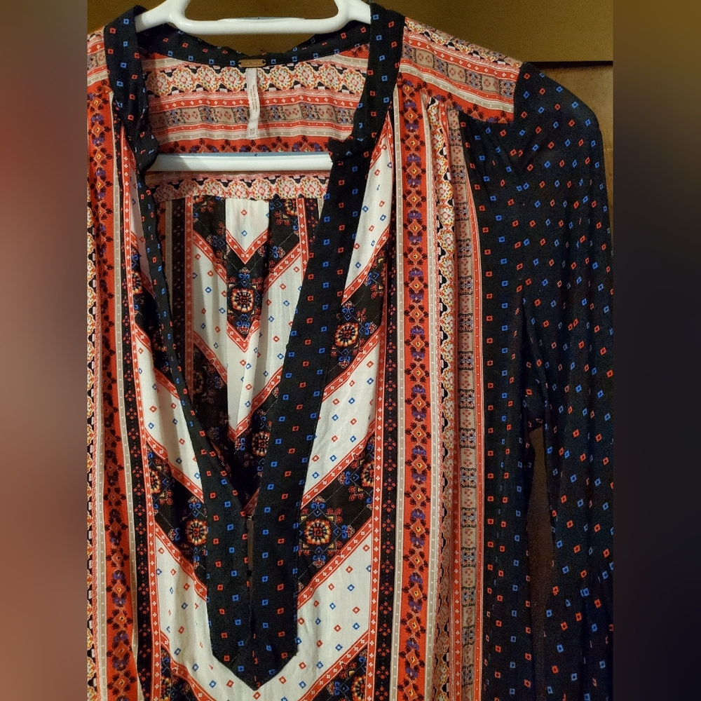 Free People Navy & Red Tunic Size XS - Picture 2 of 4